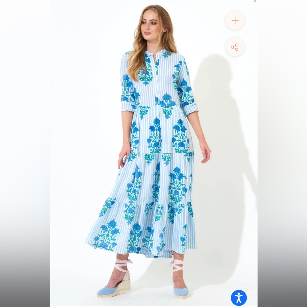 NEW Oliphant Mandarin Maxi Jaipur Blue Stripe